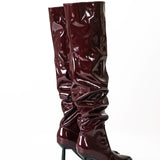 Ava | Lackleder-Stiefel mit gerafftem Schaft