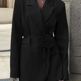 Celeste | Eleganter Blazer mit Taillengürtel und Rosendetail