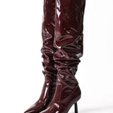 Ava | Lackleder-Stiefel mit gerafftem Schaft