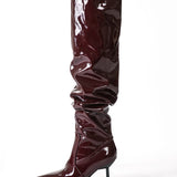 Ava | Lackleder-Stiefel mit gerafftem Schaft